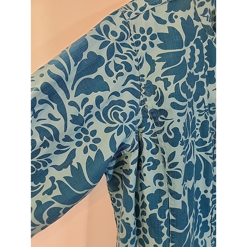 Coldwater Creek Floral‎ Jacket Long Sleeve Teal Blue Full Zip Lined Womens L - Picture 3 of 16